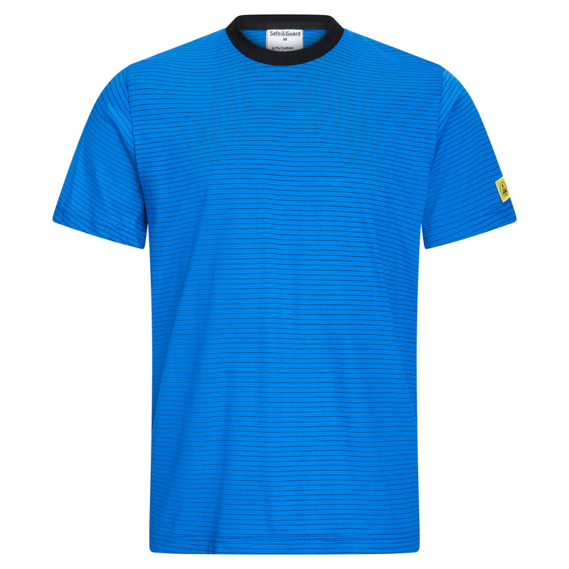 ESD-T-Shirt 150 g/m² - rundhals - mit schwarzem Kragen | Royalblau