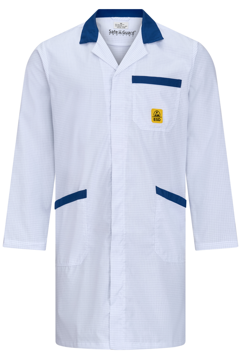 ESD-Arbeitsmantel "pro Line" 146 g/m² | weiß/blau