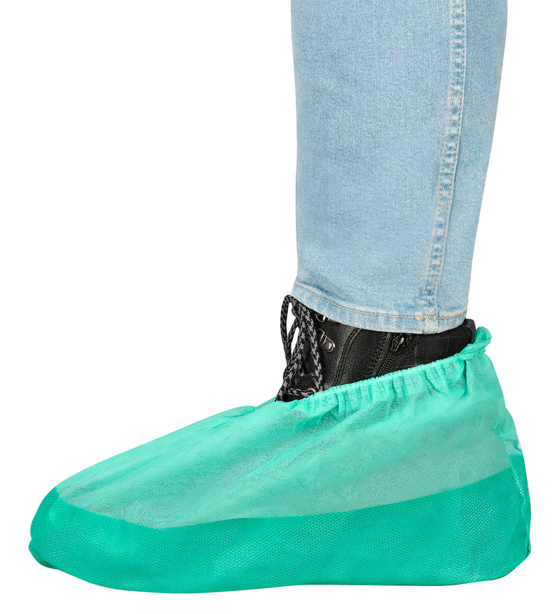 PP-Überziehschuhe extra groß – hohe Ausführung, rutschhemmende Sohle, 40 g/m², 300 Stück - grün