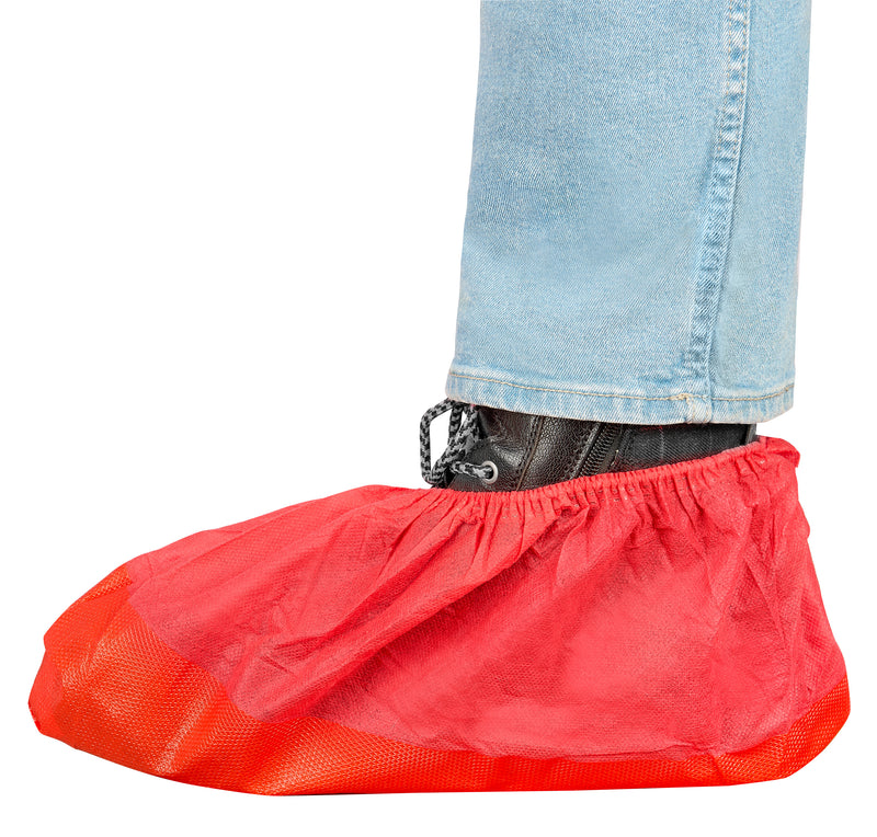 PP-Überziehschuhe extra groß – hohe Ausführung, rutschhemmende Sohle, 40 g/m², 300 Stück - rot