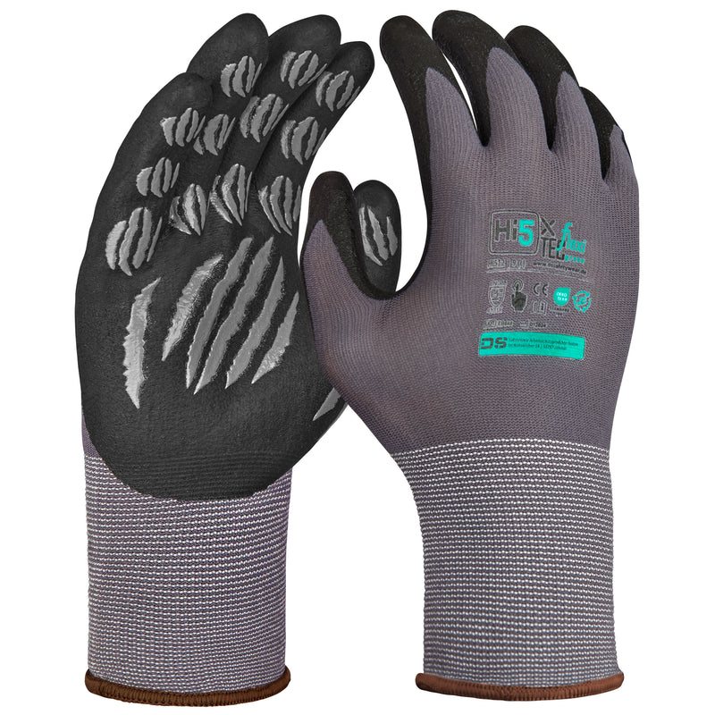 Hi5 X FlexiTec 15G Nylon/Spandex-Handschuhe mit beschichteter Nitrilmikroschaum-Handfläche