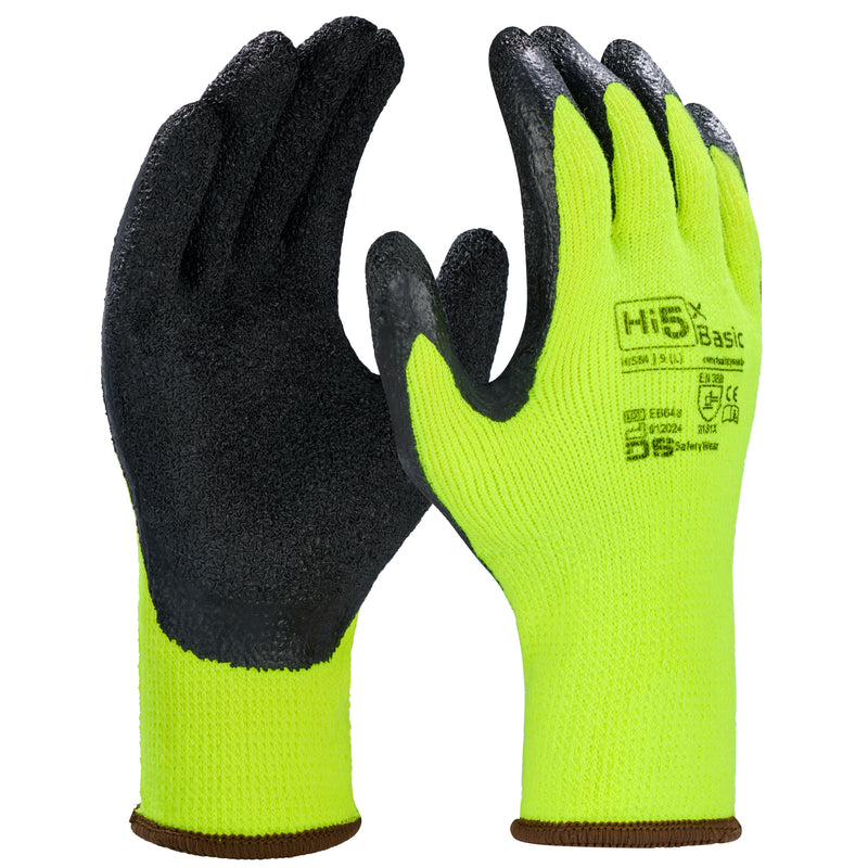 Hi5 X Basic 10G Acrylic Nipple Latex Gloves with Crinkle Coating, Winter Gloves