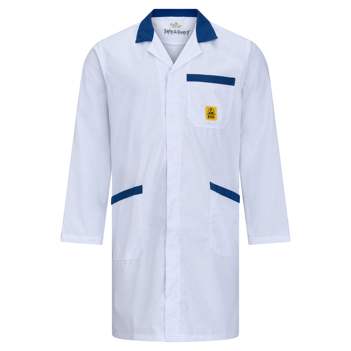 ESD-Arbeitsmantel "pro Line" 146 g/m² | weiß/blau