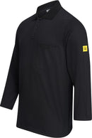 ESD polo shirt 150 g/m² - long sleeve with chest pocket | black