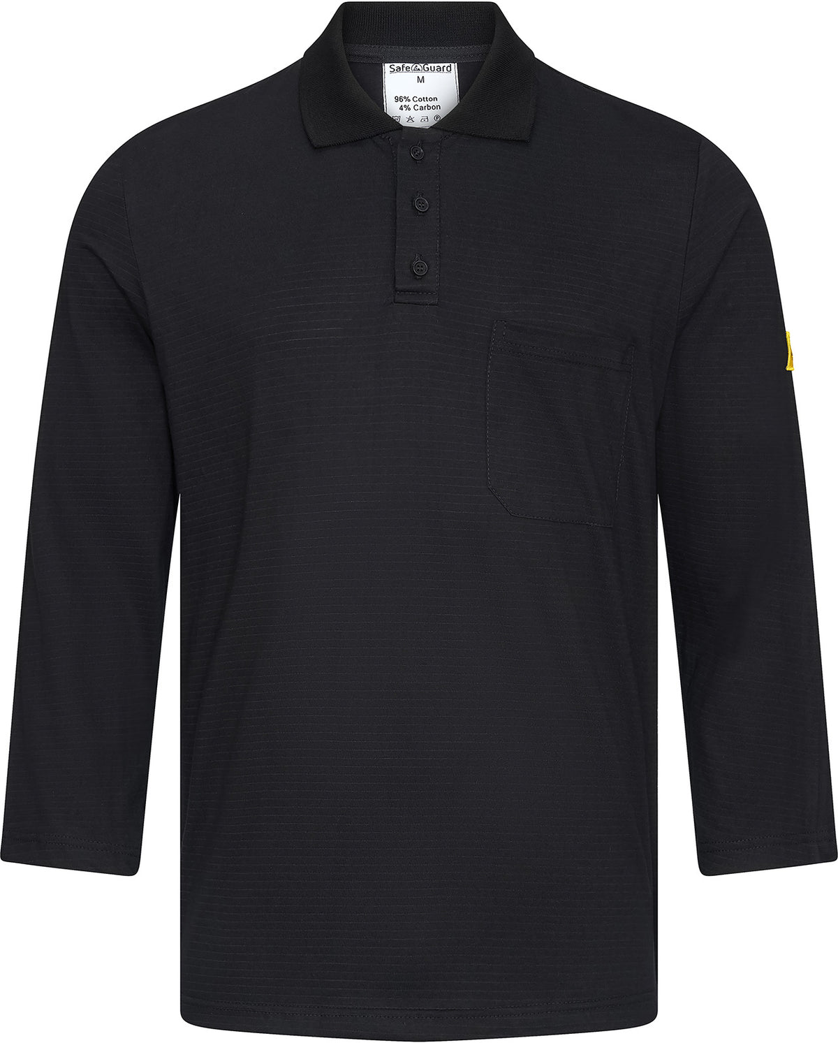 ESD polo shirt 150 g/m² - long sleeve with chest pocket | black