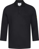 ESD polo shirt 150 g/m² - long sleeve with chest pocket | black