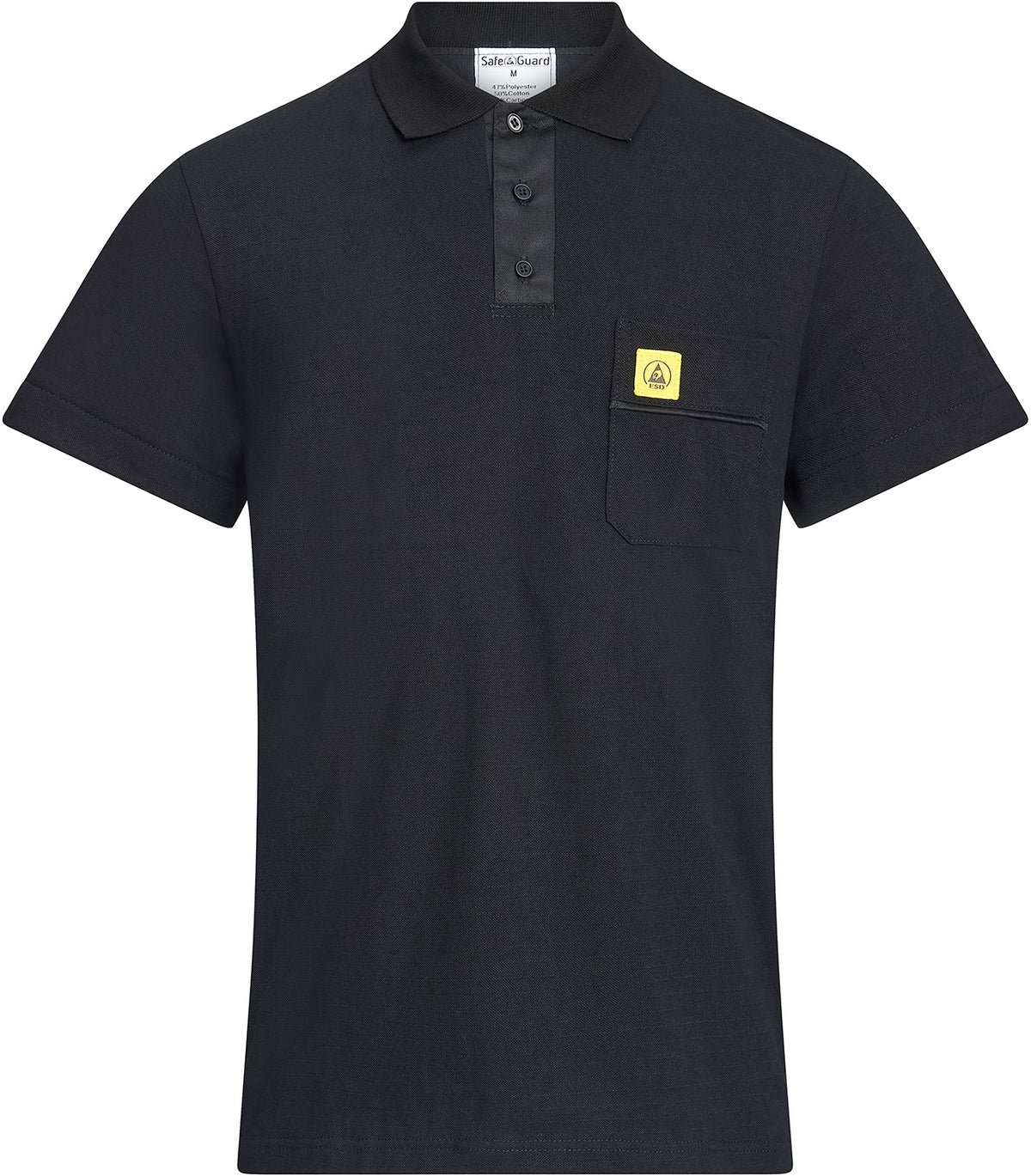 ESD polo shirt 210 g/m² with chest pocket | black