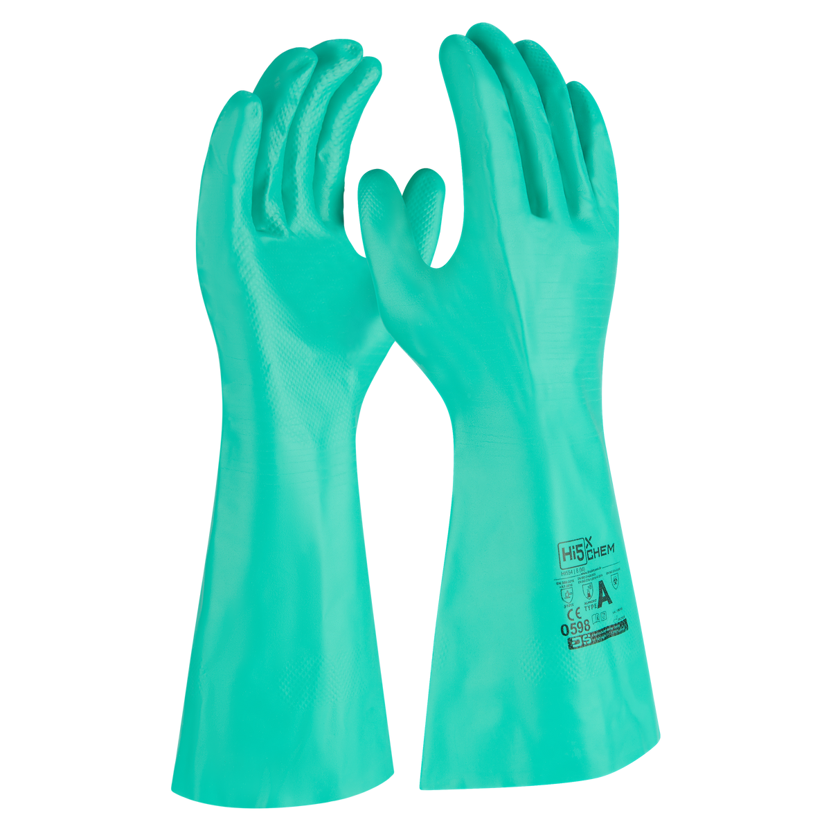 Hi5 X Chem - 15mil Flockgefütterte Nitrilhandschuh, Typ A, JKLMNOPST