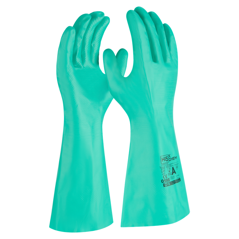 Hi5 X Chem - chemical protection glove made of nitrile in green, type A JKLMNOPST