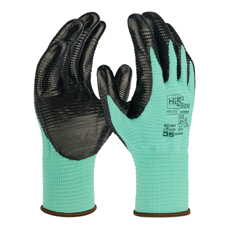 13G polyester gloves with smooth nitrile palm