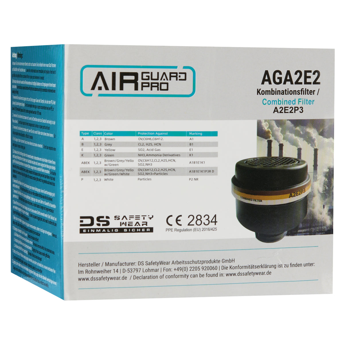 AirGuard Pro® Kombifilter AGA2E2  P3, RD40, EN143-2021, für AG700