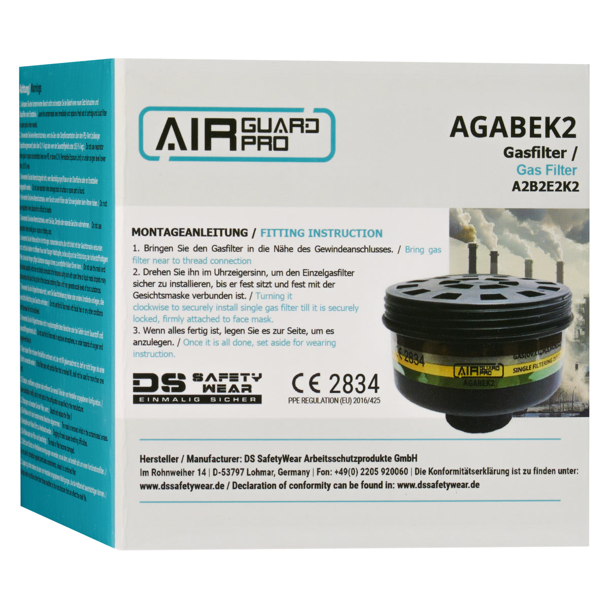 AirGuard Pro® Gasfilter ABEK2, für Atemschutz-Vollmaske, mit RD40-Anschluss
