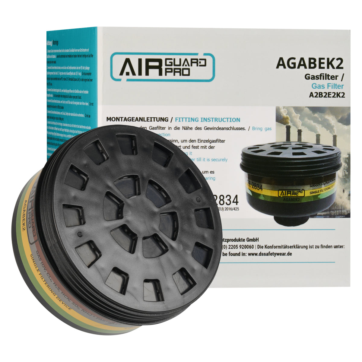AirGuard Pro® Gasfilter ABEK2, für Atemschutz-Vollmaske, mit RD40-Anschluss
