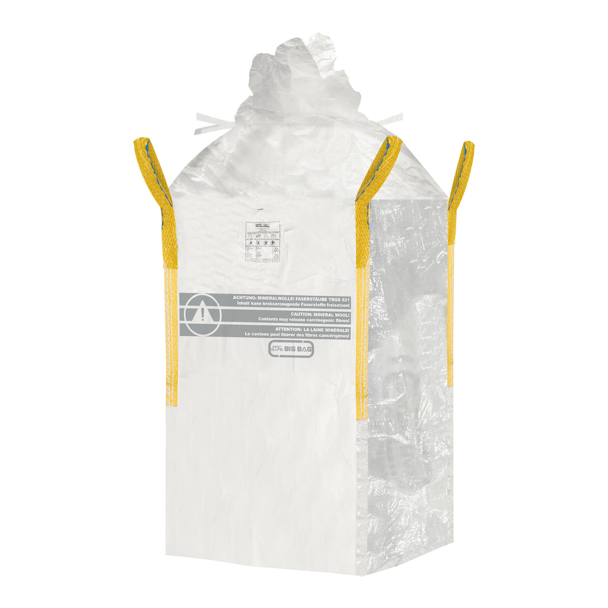 Big Bag 90x90x110cm | beschichtet | Warndruck: Mineralwolle KMF (transparent)