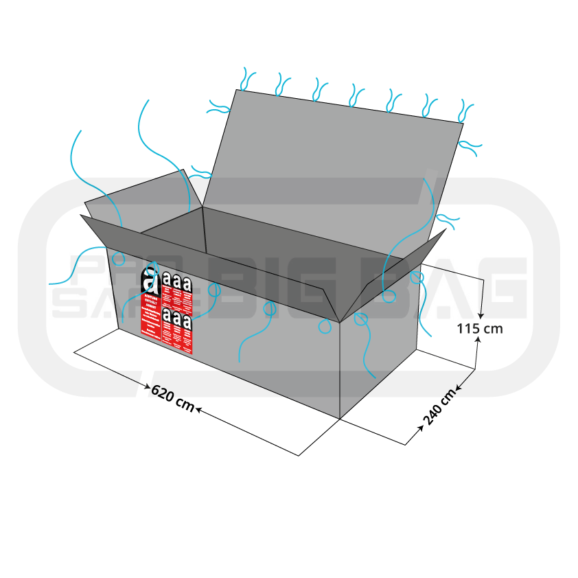 Container Bag (PE) 620x240x115cm | unbeschichtet | Warndruck: Asbest