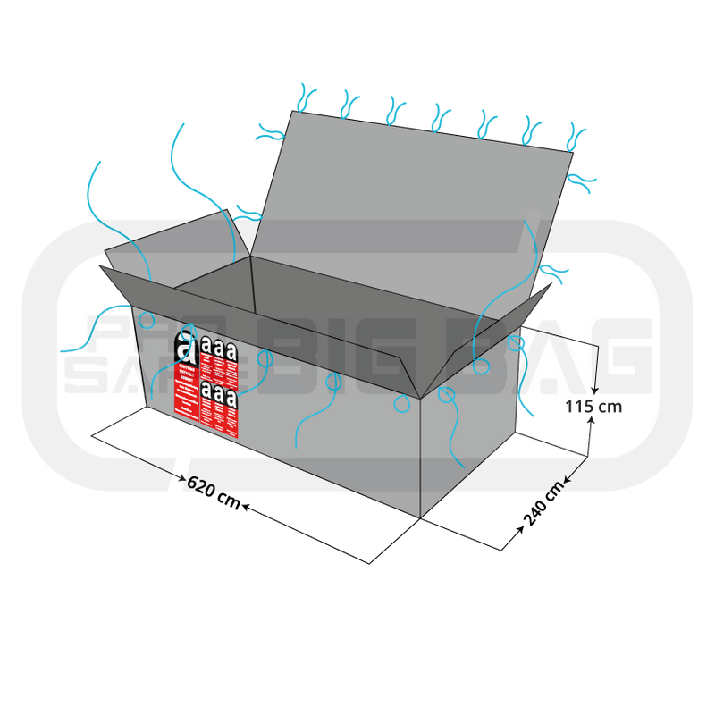 Container Bag (PE) 620x240x115cm | unbeschichtet | Warndruck: Asbest