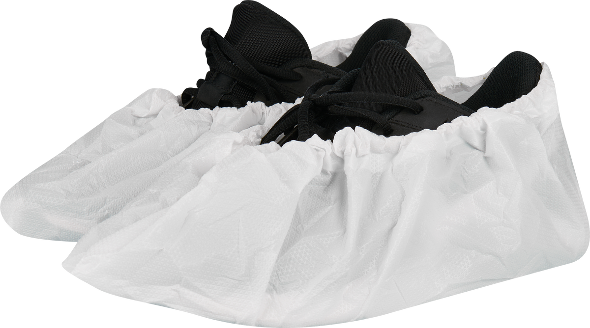 CPE shoe covers made of strong PE film white 85my