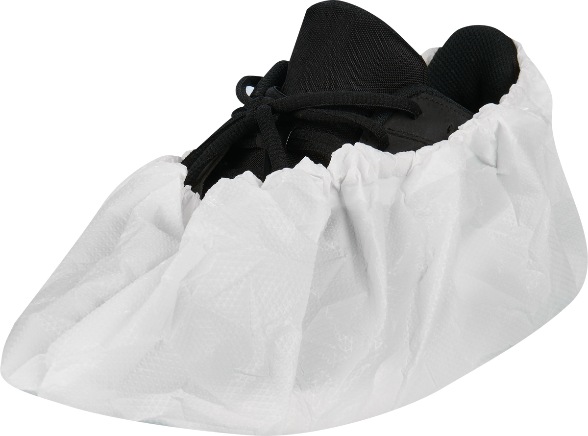 CPE shoe covers made of strong PE film white 85my