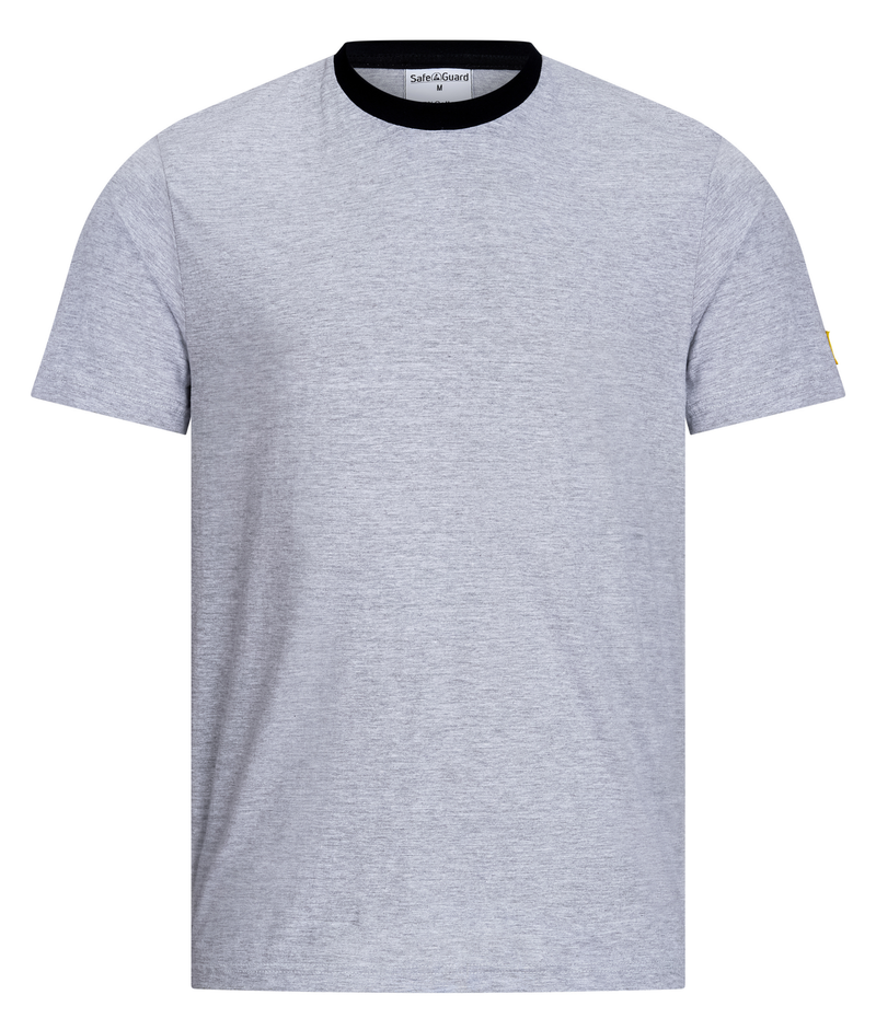ESD T-shirt 150 g/m² - crew neck - with black collar | light gray