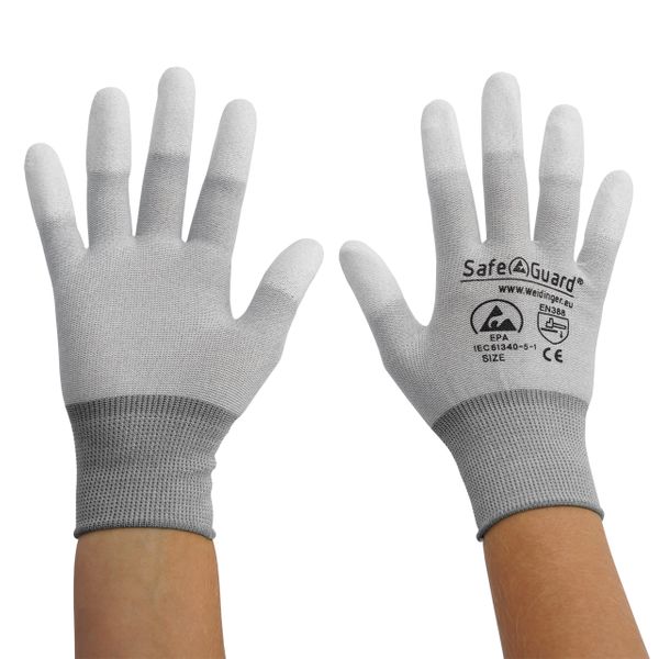 ESD Handschuhe | mit beschichteten Fingerkuppen (grau)