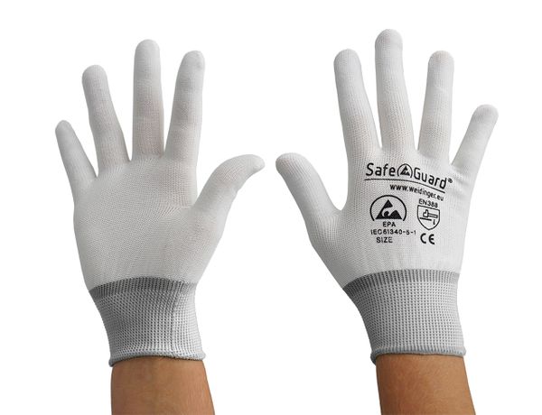 ESD gloves | without coating (white) - S: white