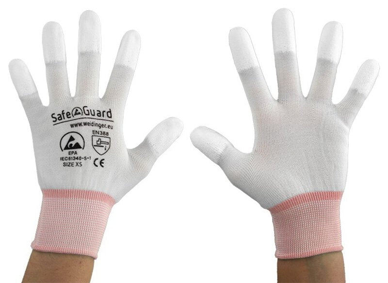 ESD gloves | with coated fingertips (white)