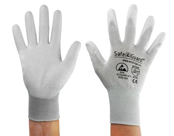 ESD Handschuhe | mit beschichteten Handflächen (grau)
