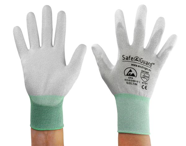 ESD Handschuhe | mit beschichteten Handflächen (grau)