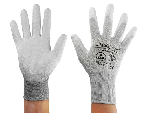 ESD Handschuhe | mit beschichteten Handflächen (grau)