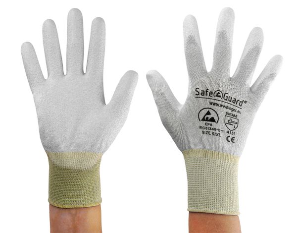 ESD Handschuhe | mit beschichteten Handflächen (grau)