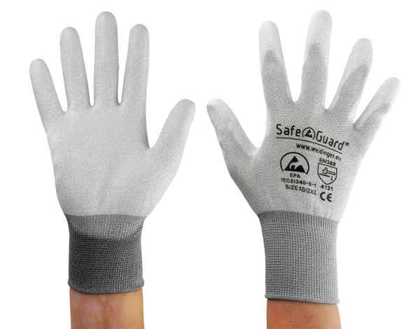 ESD Handschuhe | mit beschichteten Handflächen (grau)