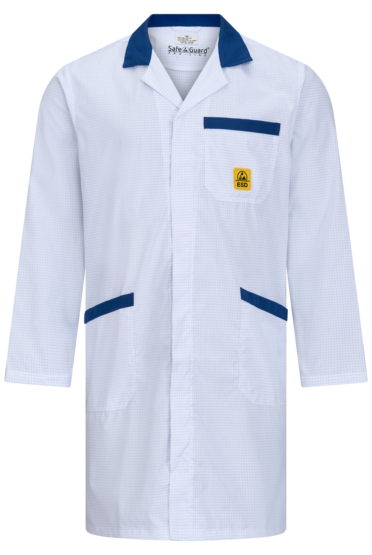 ESD-Arbeitsmantel "pro Line" 146 g/m² | weiß/blau