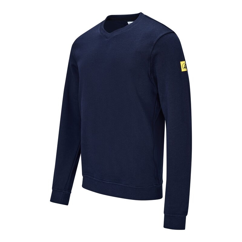 ESD-Sweatshirt 300 g/m², V-Ausschnitt, marineblau, Bild 2