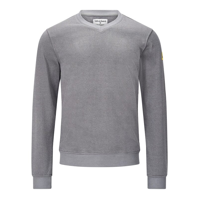 ESD-Sweatshirt 300 g/m², V-Ausschnitt, grau, Bild 1