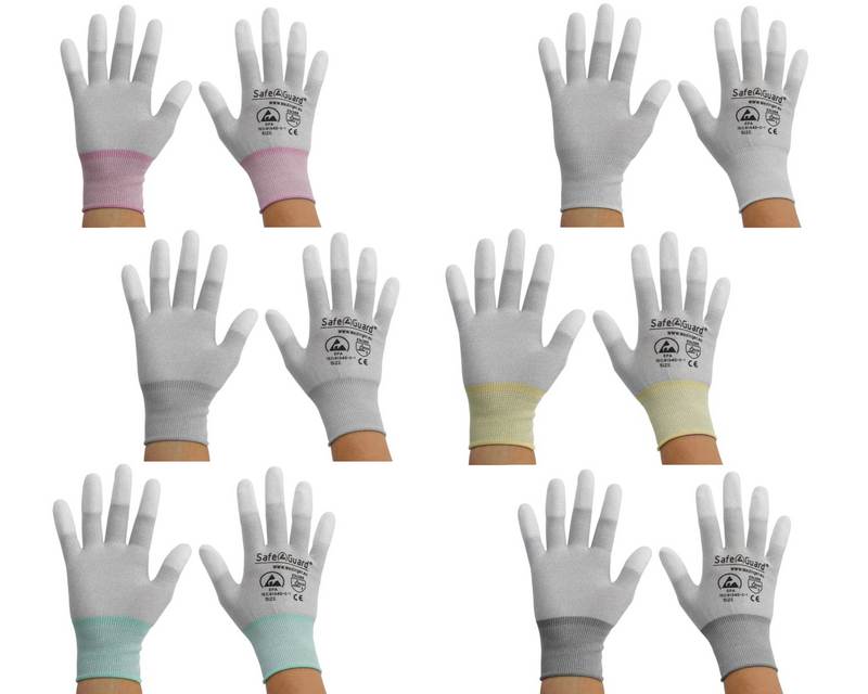 ESD gloves | with coated fingertips (grey) - XS: grey/berry