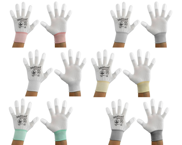 ESD Handschuhe | mit beschichteten Fingerkuppen (weiß)