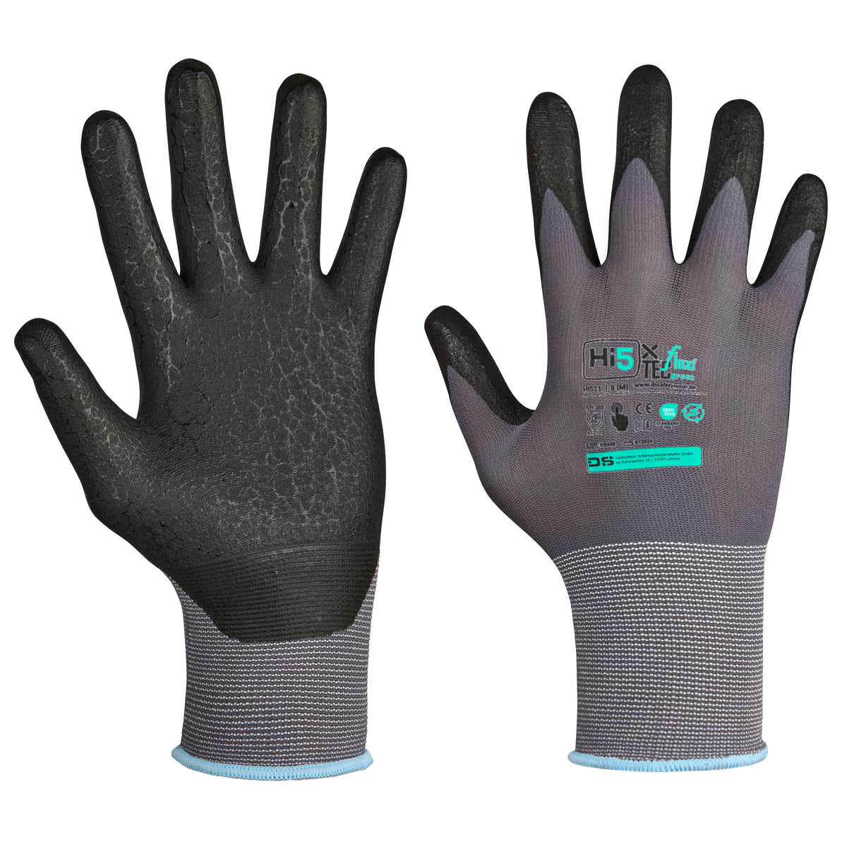 Hi5 X FlexiTec 15G Nylon/Spandex Handschuh mit Nitril-Mikroschaumbeschichteter Handfläche