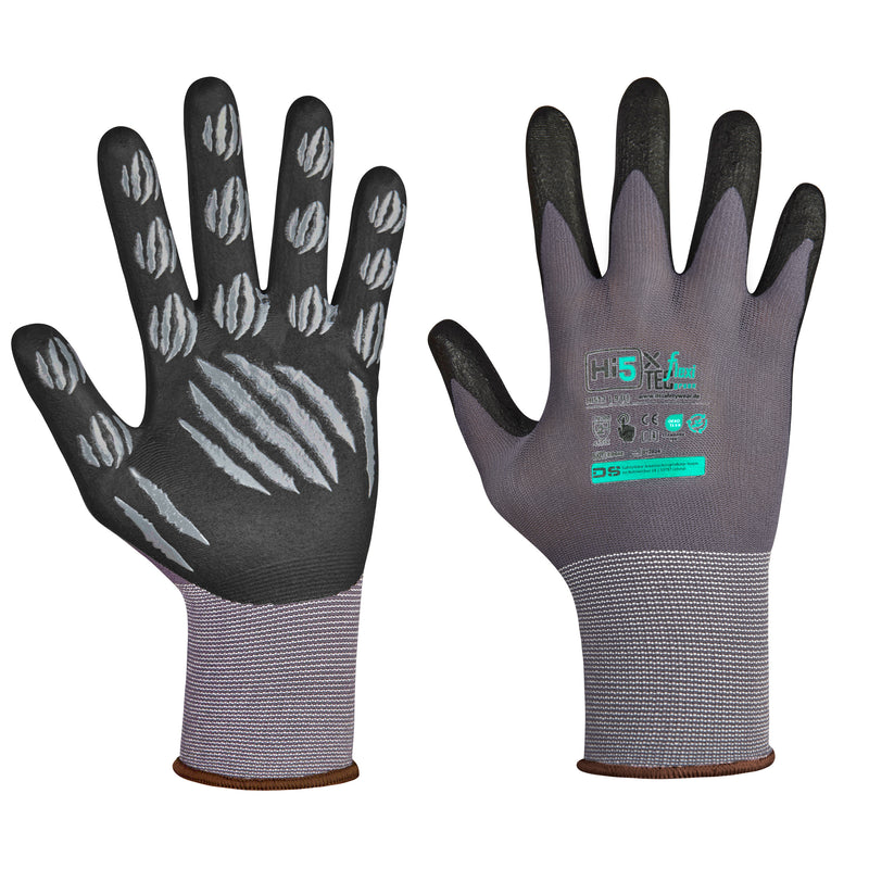 15G nylon/spandex gloves with coated nitrile microfoam palm