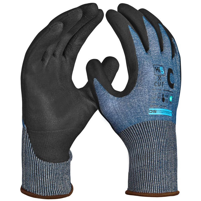 18G cut-resistant gloves with Level C coated nitrile microfoam palm