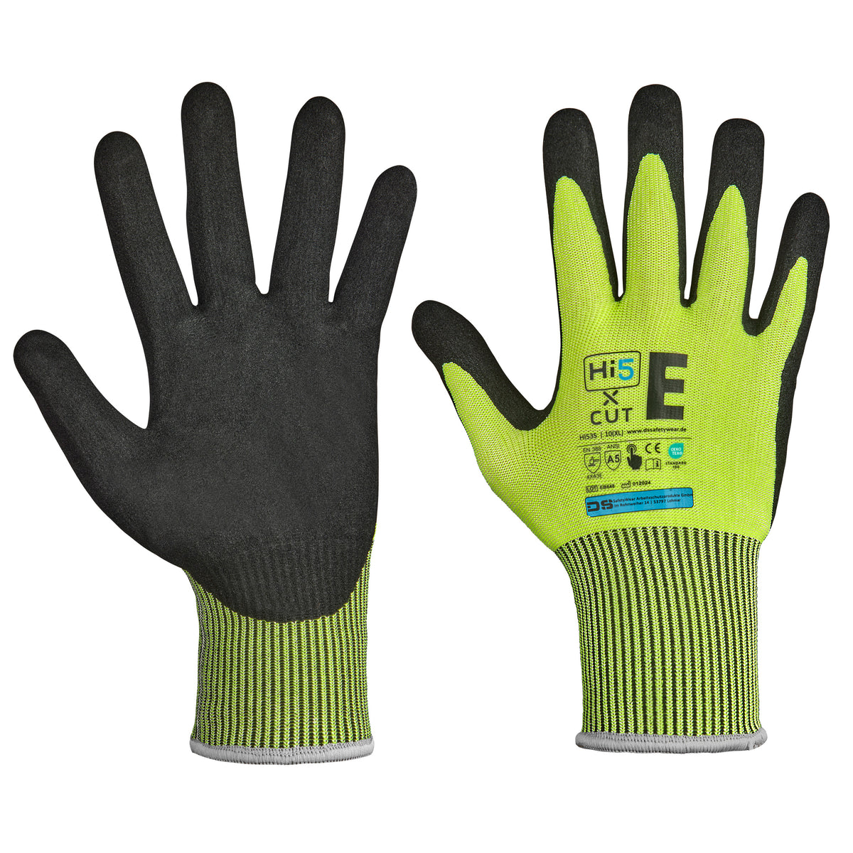 Hi5 X Cut 13G Schnittschutz-Nitrilhandschuhe mit sandig rauer Handfläche Level E