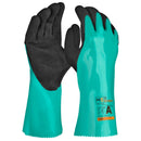 Chemical protection glove with nitrile palm, sandy rough CE level: AJKLOPT 4121A