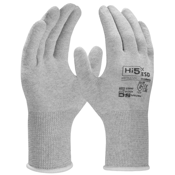 13G ESD gloves, carbon/spandex without PU coating