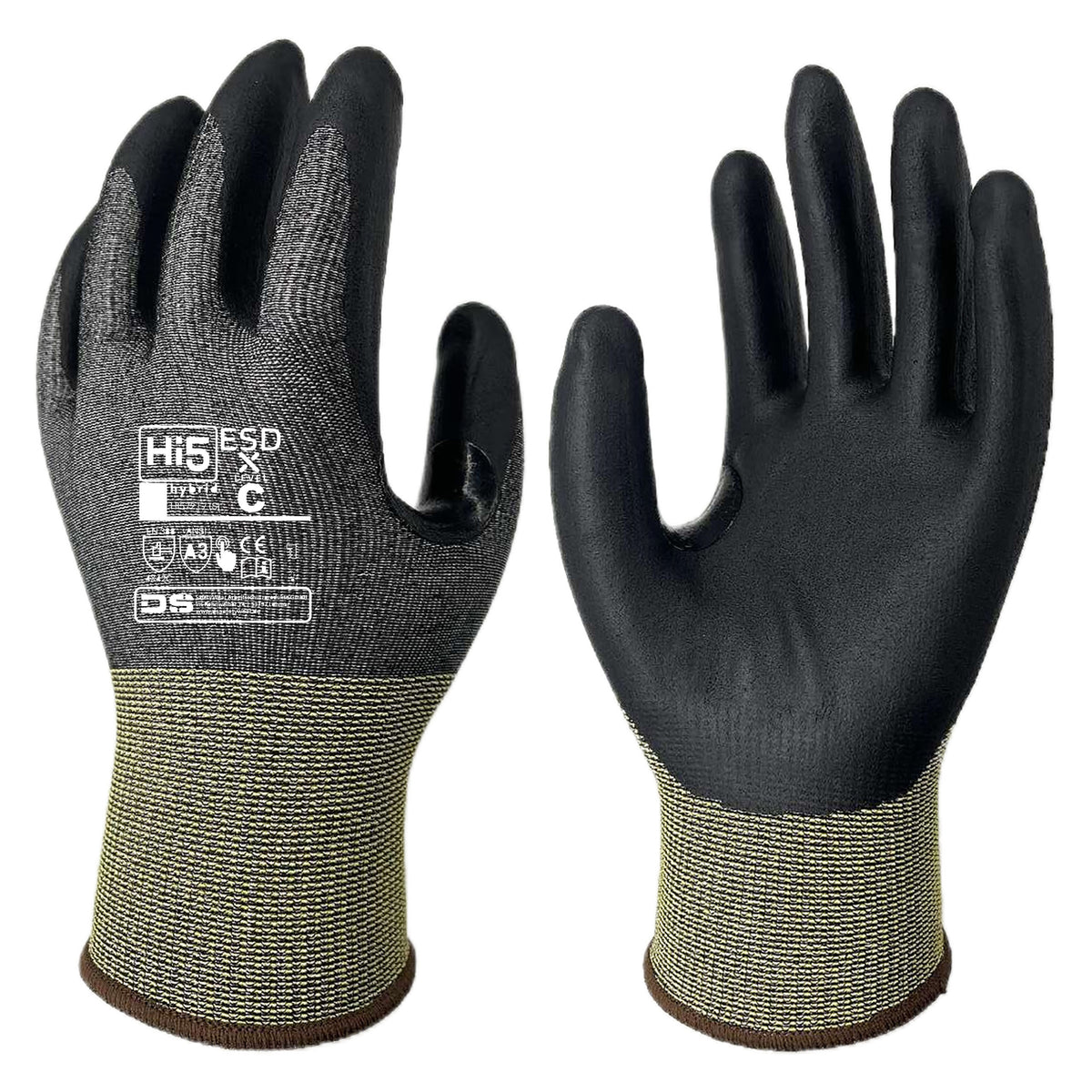 HI572 – ESD Schnittschutzhandschuhe mit Nitrilhandflächenbeschichtung, EN 388:1121X, CE Kat. II