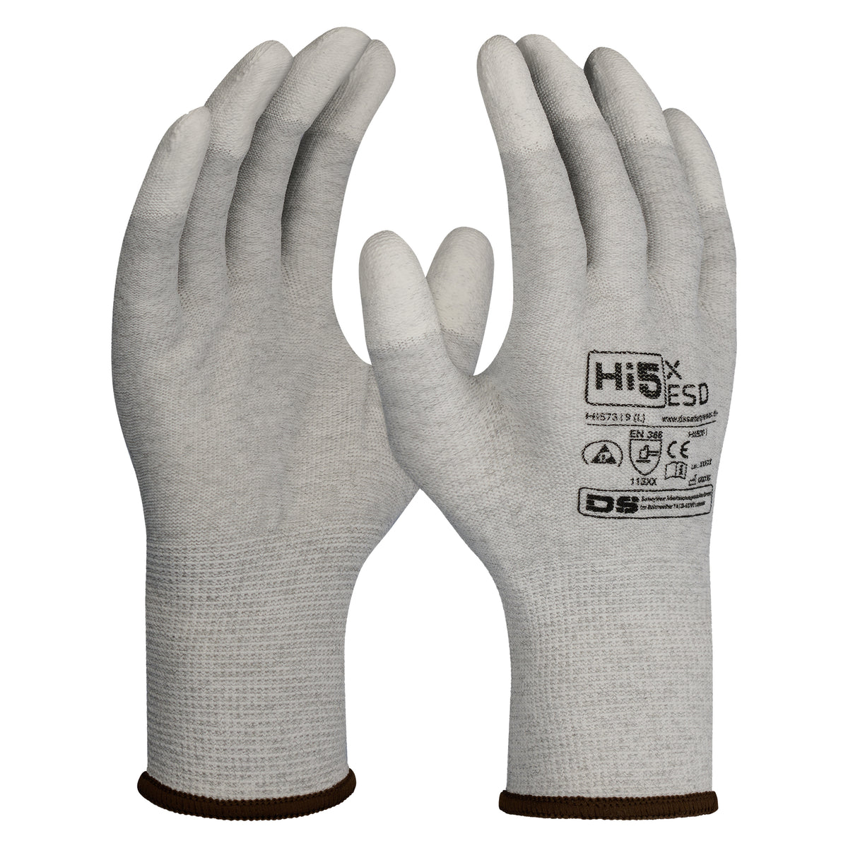 Hi5 X ESD 13G Handschuhe | Carbon/Polyester mit beschichteten Fingerkuppen