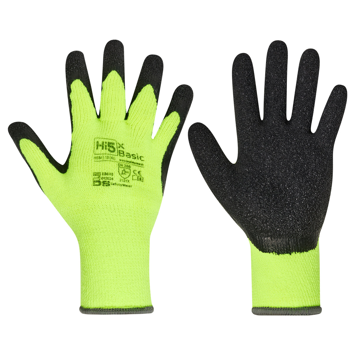Hi5 X Basic 10G Acryl-Noppen-Latexhandschuhe mit Crinkle-Beschichtung,  Winterhandschuhe