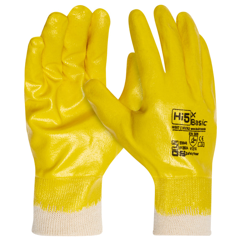 Smooth, fully coated nitrile gloves with interlock support lining