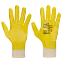 Hi5 x Basic Nitril Handschuhe, vollgetaucht mit Strickbund in Gelb/Weiß