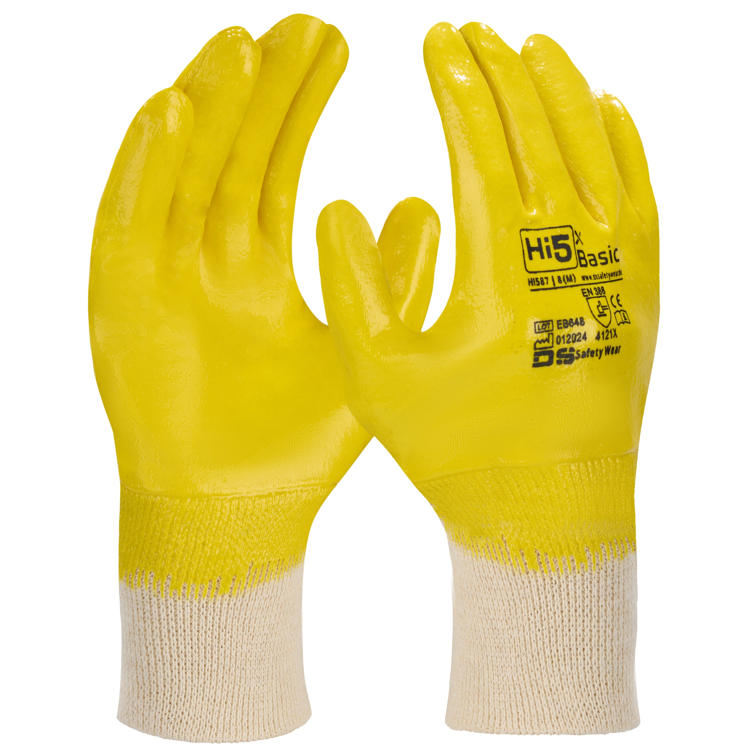 ce handschuhe frankreich Hi5 x Basic Nitril Handschuhe, vollgetaucht mit Strickbund in Gelb/Wei