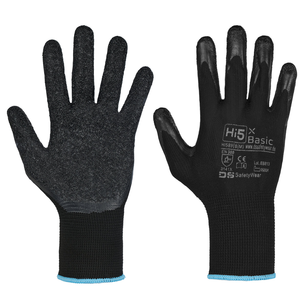 Hi5 X Basic Polyester-Strick, LATEX Handschuh, 3141X, schwarz