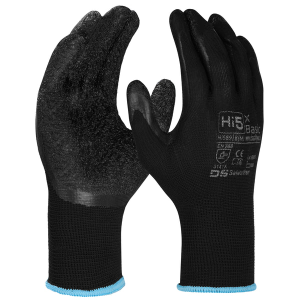 Hi5 X Basic Polyester-Strick, LATEX Handschuh, 3141X, schwarz